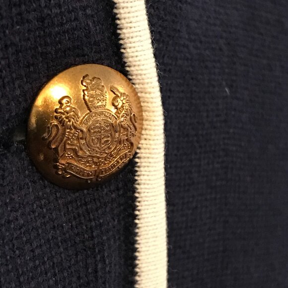 Ralph Lauren sweater knit blazer size M navy crest preppy nautical academia Y2K - Picture 12 of 16